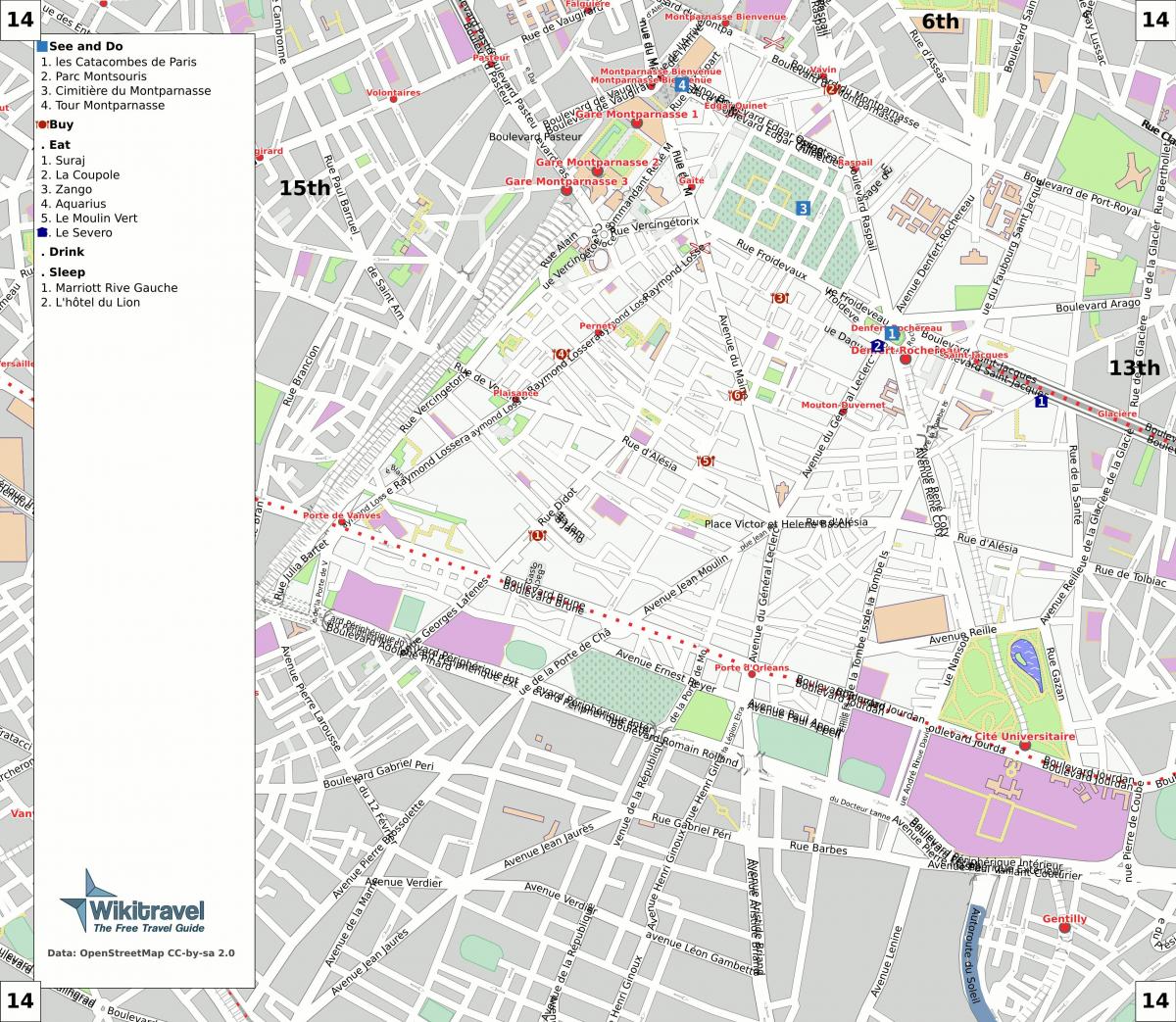 Peta ke-14 arrondissement Paris
