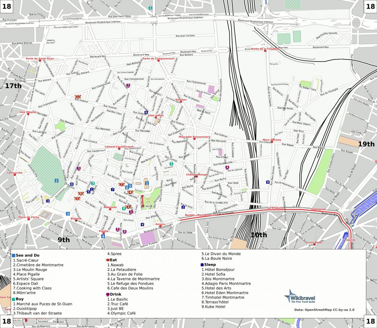 Peta ke-18 arrondissement Paris