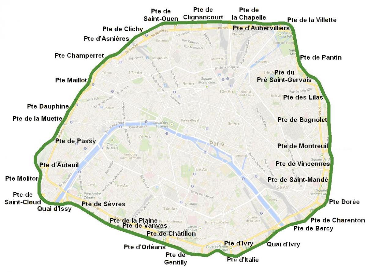 Peta gerbang Kota Paris