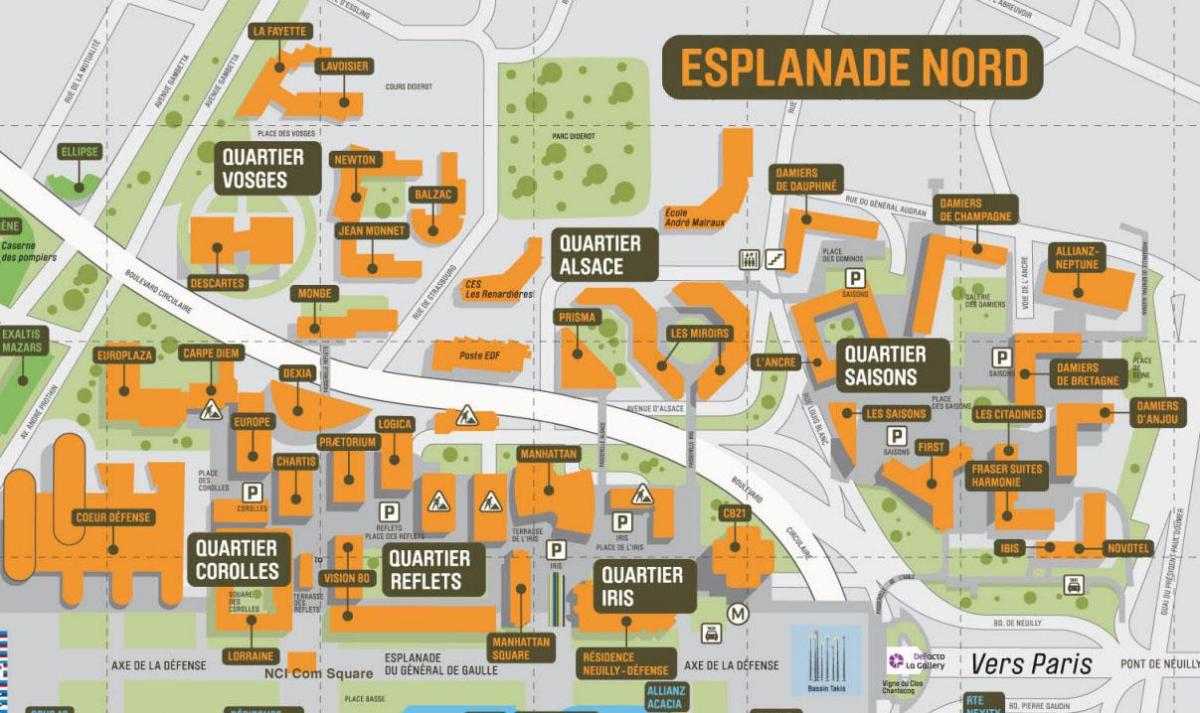 Peta La Défense Utara Esplanade