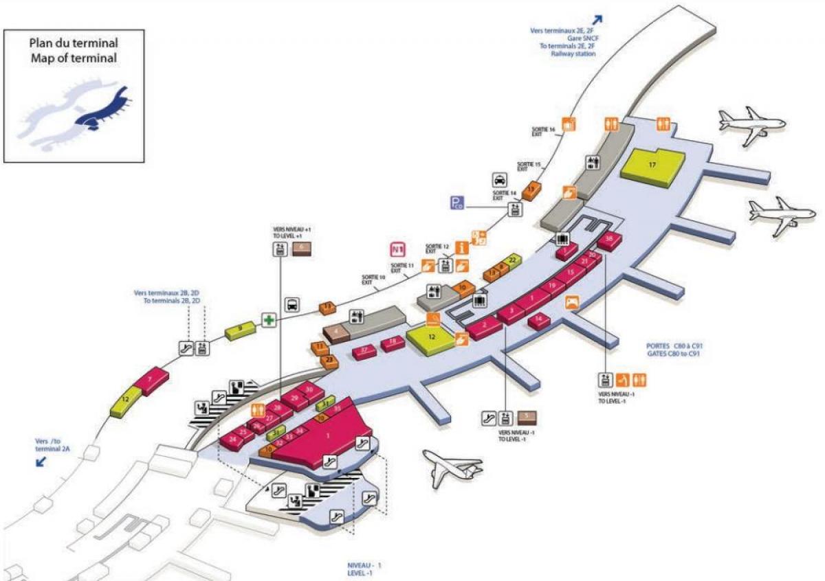 Peta CDG terminal lapangan terbang 2