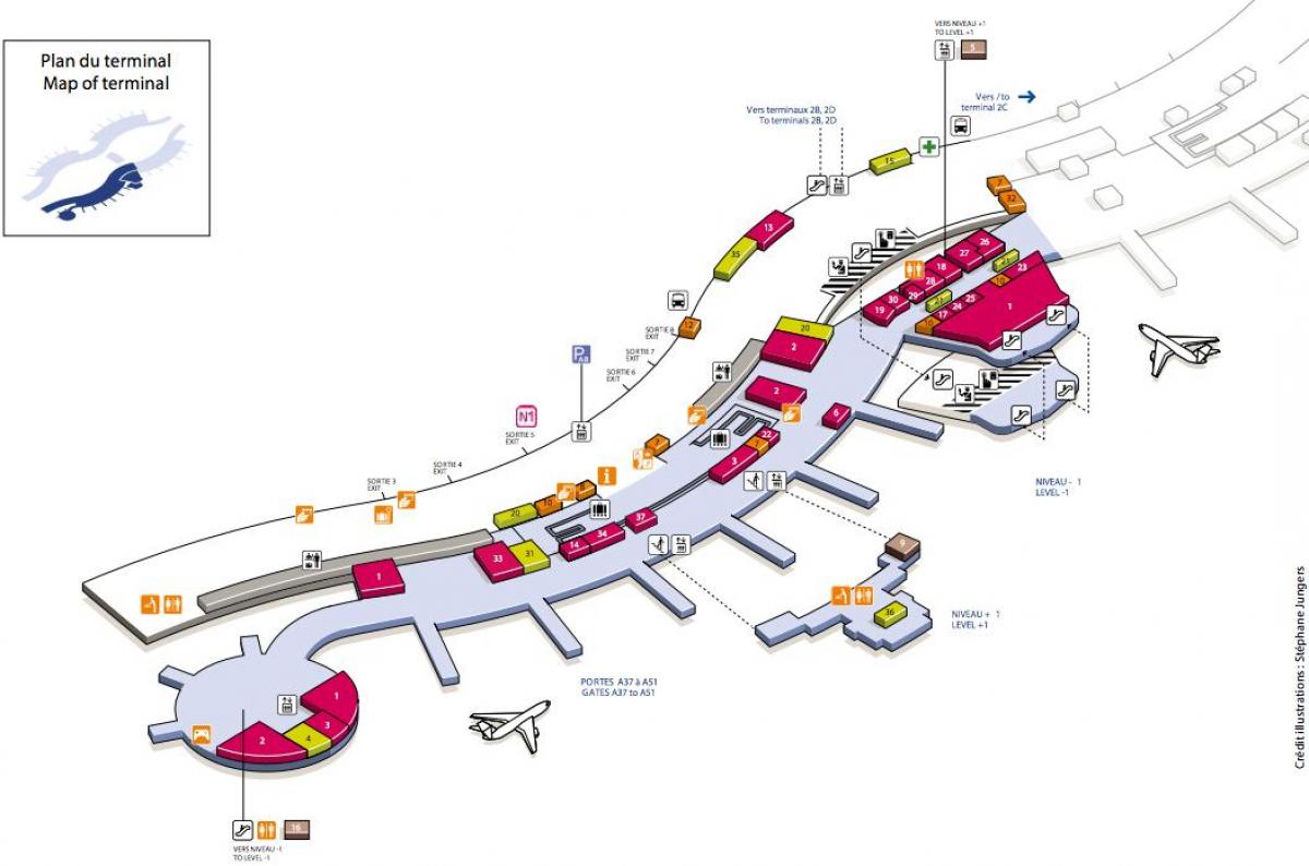 Peta CDG terminal lapangan terbang 2A