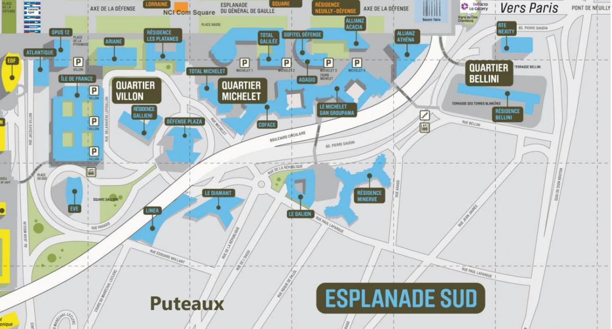 Peta La Défense Selatan Esplanade