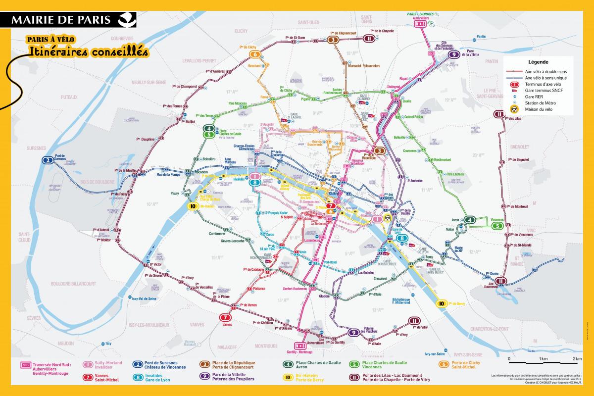 Peta Paris menaiki basikal